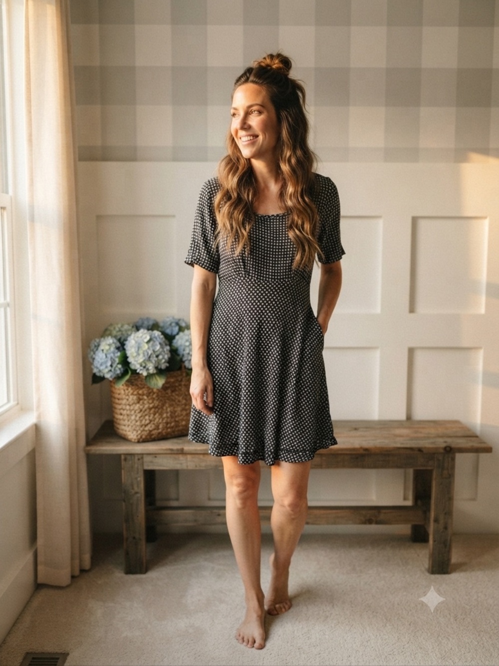 Sans Souci Vintage Black Polka Dot Mini Dress Medium